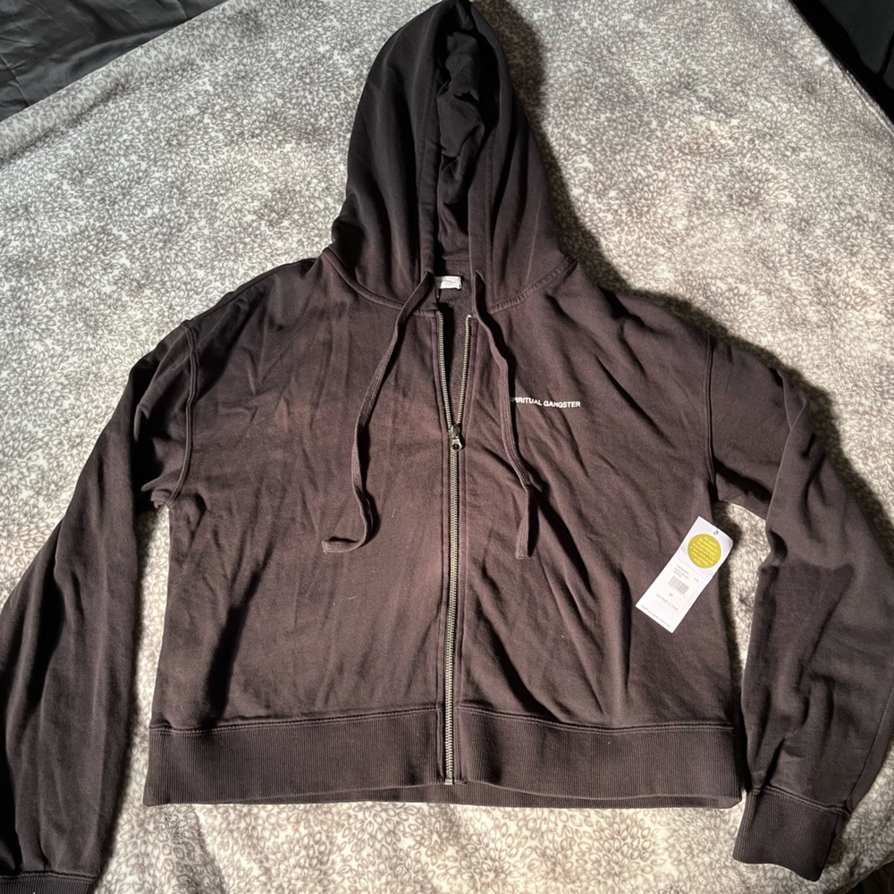 Spiritual Gangster Flow Zip Hoodie Black Medium NWT